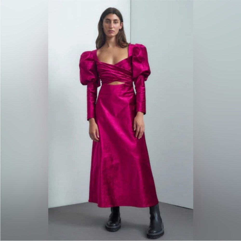 Alemais Rosario Puff Sleeve Velvet Midi Dress (AU 10/US 6)